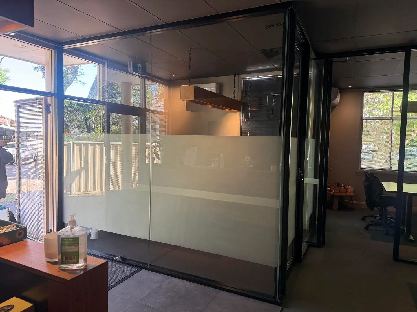 NDIS office privacy frosting and tint installation